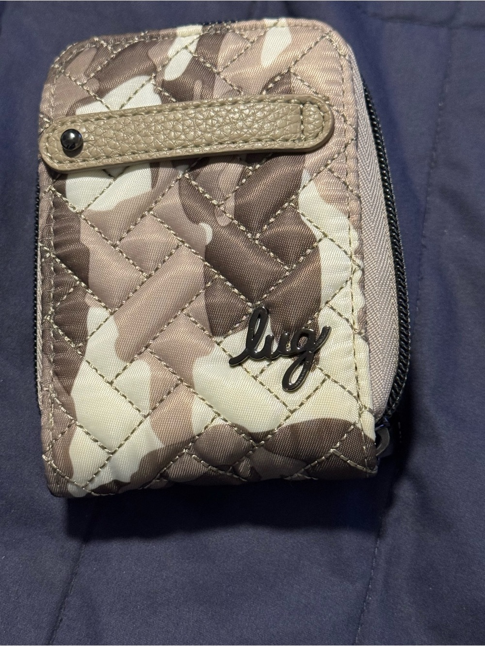 lug Quilted Camouflage Compact Wallet - Taupe & Cream